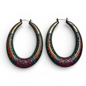 Forever 21 Colorful Bohemian Style Hoop Earrings